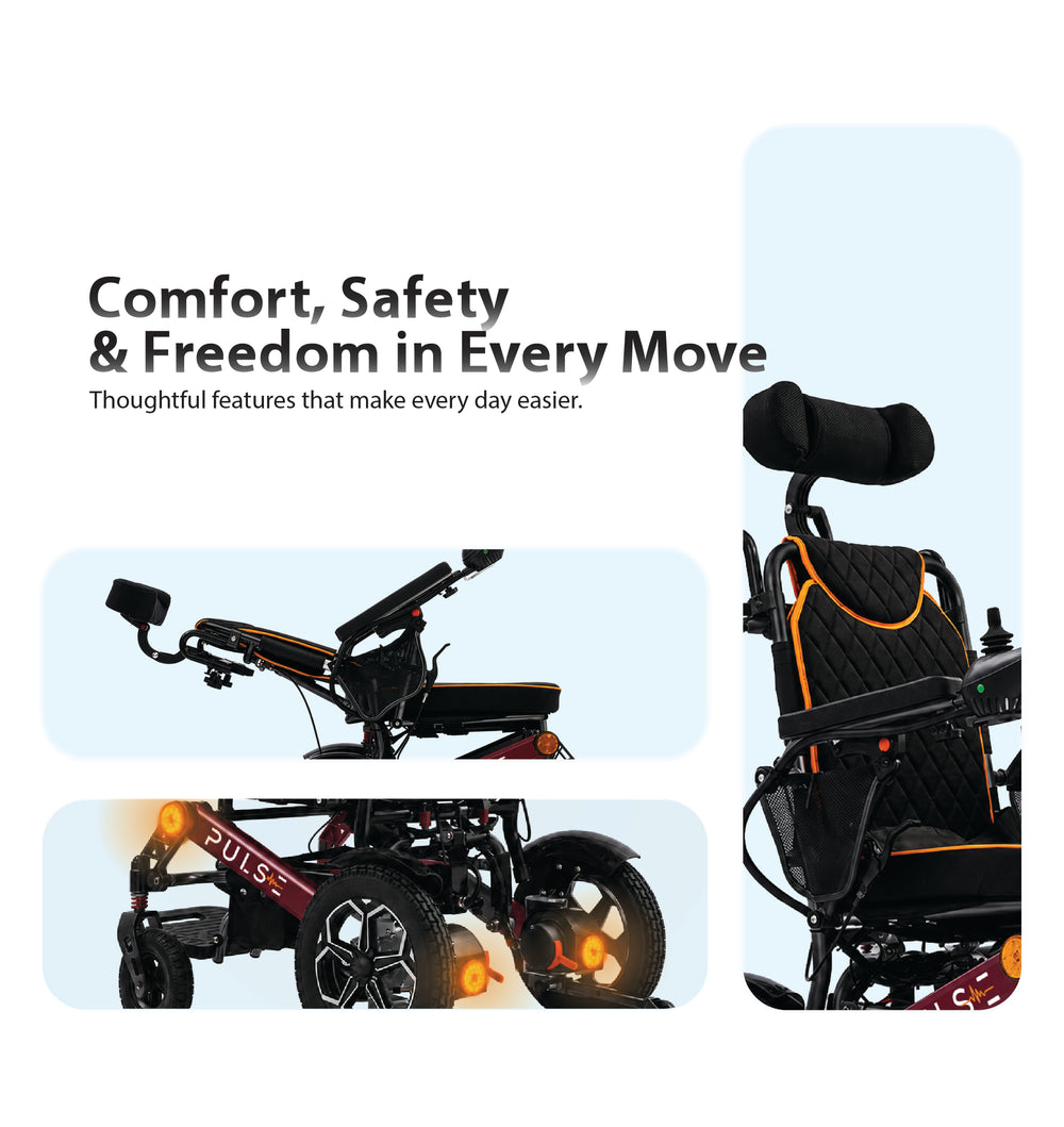 Pulse Premium Comfort wheelchair comfort and safety features
