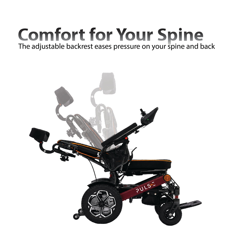 Pulse Premium Comfort wheelchair backrest recline for comfort of the spine
