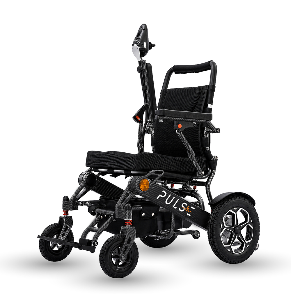 Pulse ComfortRide electric wheelchair, front view