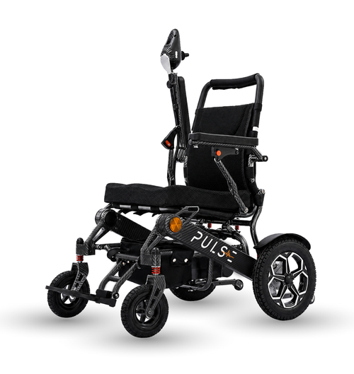 Pulse ComfortRide electric wheelchair, front view